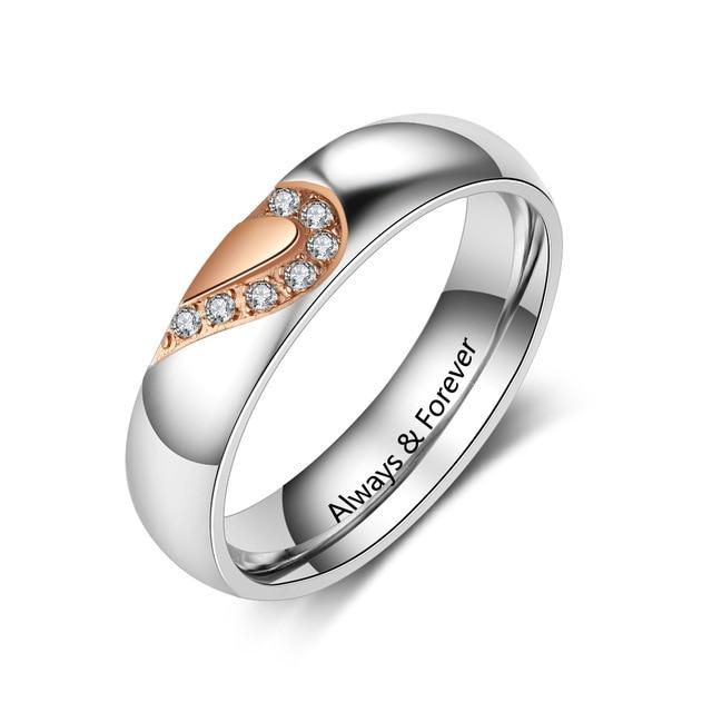 Amazon.com: Personalized Matching Ring for Couples - Sun Moon Ring Promise  Couple Ring Customized Gift Wedding Ring Set Stainless Steel High Polishing  Comfortable Fit Black Engagement Ring (6) : Clothing, Shoes & Jewelry